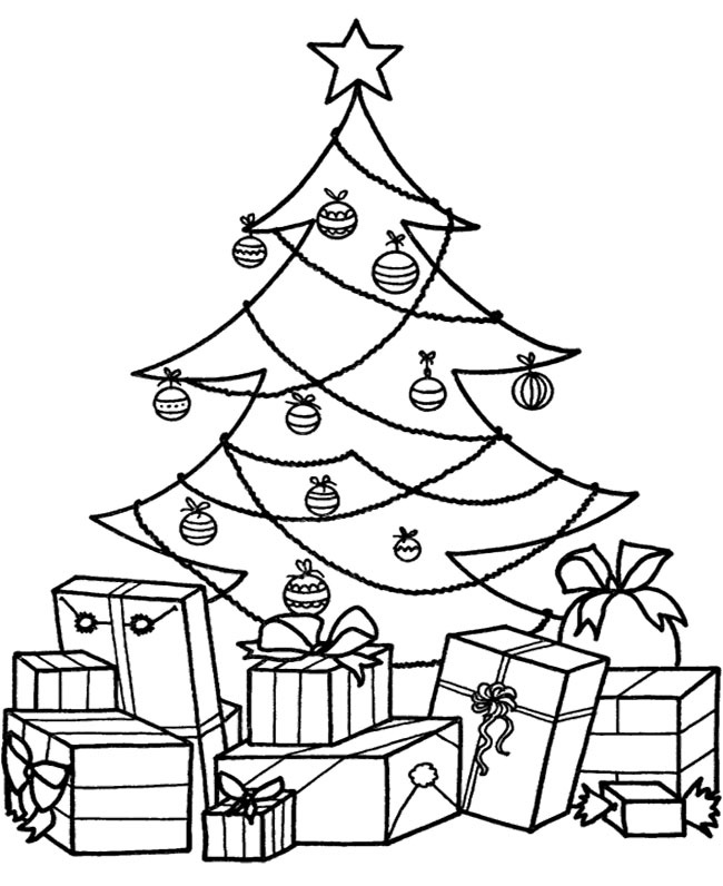 650x796 Christmas Tree With Presents Coloring Pages Printable Coloring
