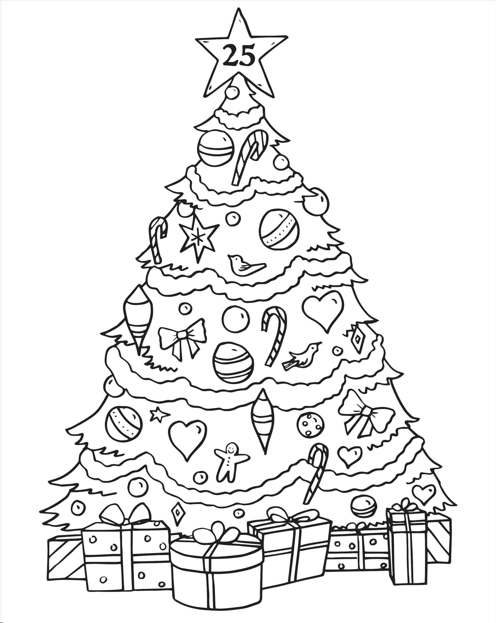 Coloring Tree Christmas Pages Simple Sheets Trees Drawing Kids Color ...