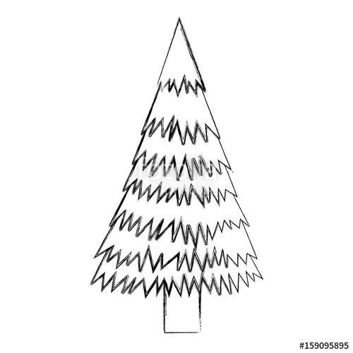 500x500 Sketch Draw Christmas Tree Cartoon Vector Graphic Design Stock