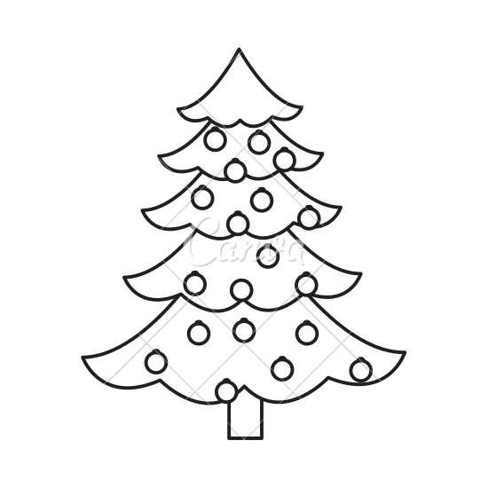550x550 Christmas Tree Pine Decoration Balls Outline