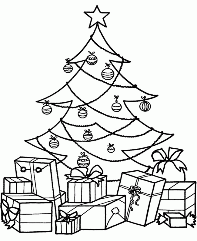 650x796 Christmas Tree With Gifts Coloring Page