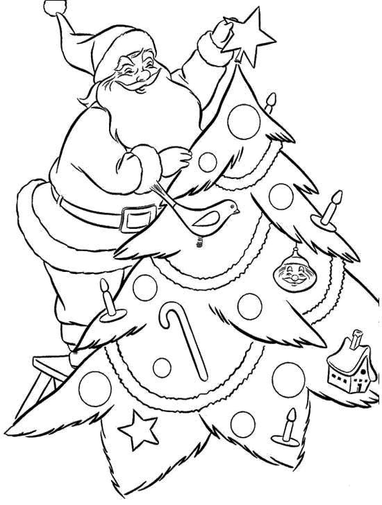 550x728 Santa Decorating Christmas Tree Coloring Pages Christmas