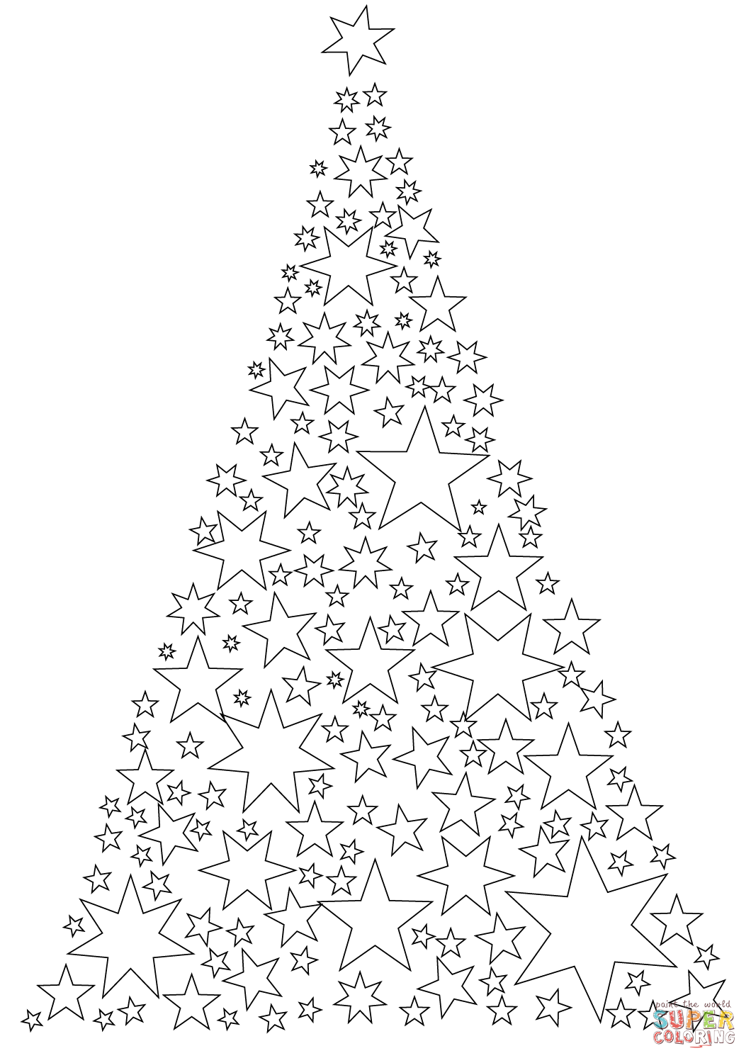 1060x1500 Christmas Tree Made Of Stars Coloring Page Free Printable