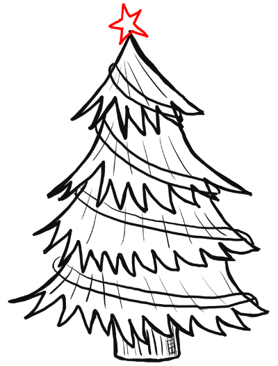 400x526 How To Draw Christmas Trees Step By Step Drawing Lesson