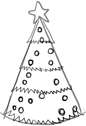 300x436 Steps To Drawing A Cartoon Christmas Tree Lesson For The Holidays
