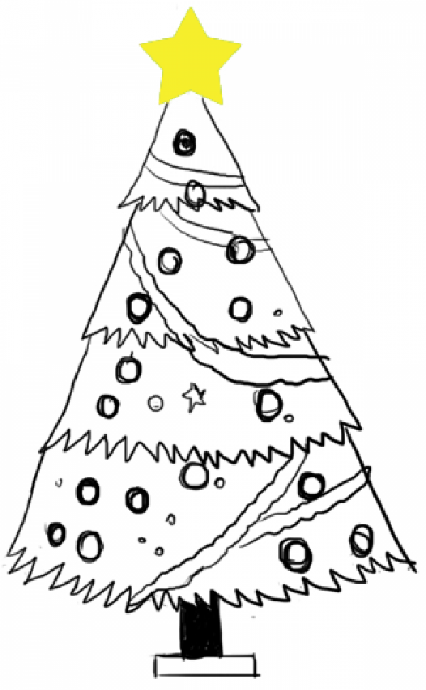 600x972 Free Coloring Pages. Draw Christmas Trees With Step By Step
