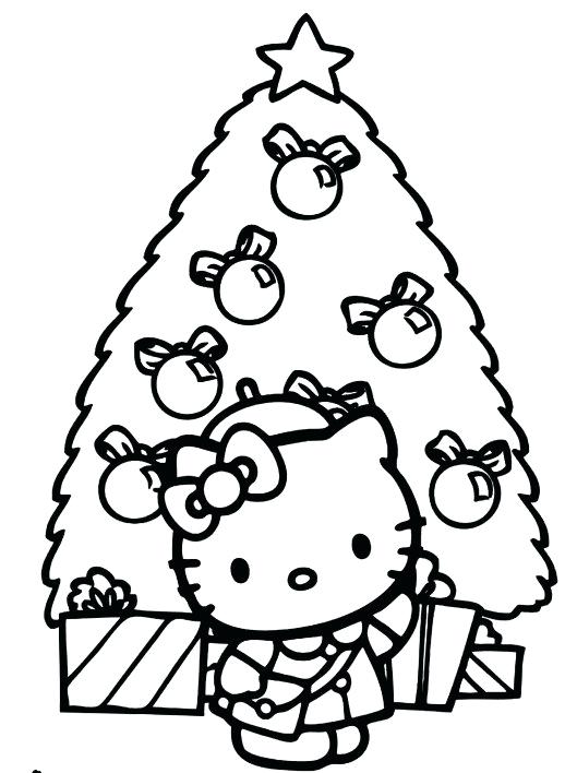 518x708 Christmas Tree Coloring Pages For Kids Kitty Standing In Front