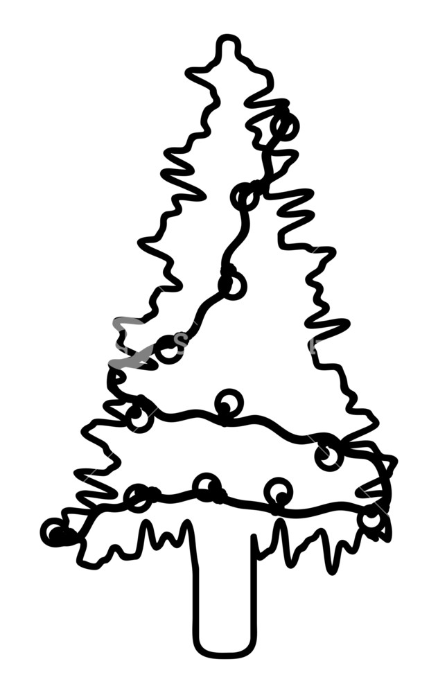 632x1000 Scribble Christmas Tree Drawing Royalty Free Stock Image
