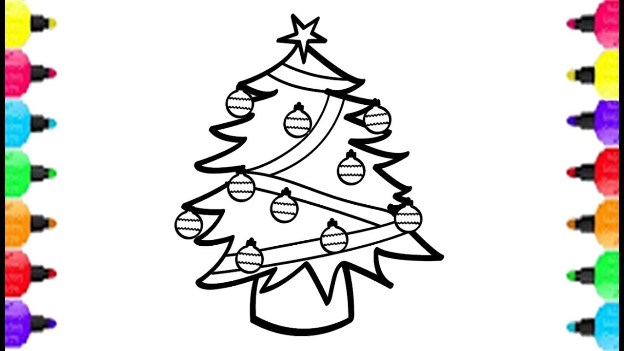 1280x720 Christmas Tree Coloring Pages How To Draw Pine Tree And Coloring