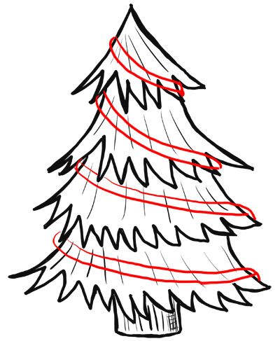 400x487 How To Draw Christmas Trees Step By Step Drawing Lesson