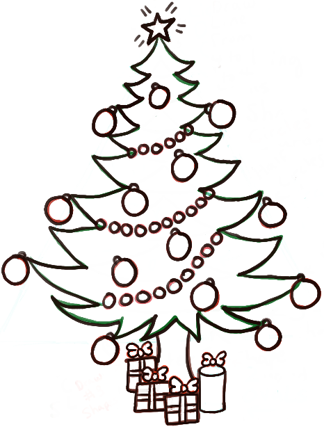 466x614 How To Draw A Christmas Tree With Gifts Amp Presents Under It