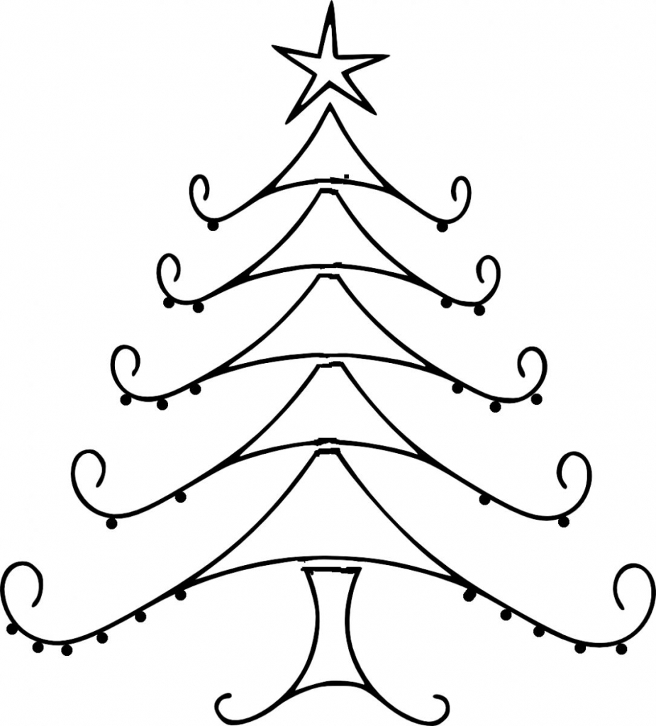 925x1024 Best Drawing Of Christmas Christmas Tree Line Drawing Clipartsco