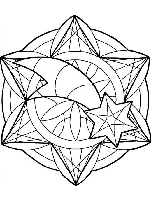 518x679 Star And Round Ornament For Christmas Tree Coloring Pages