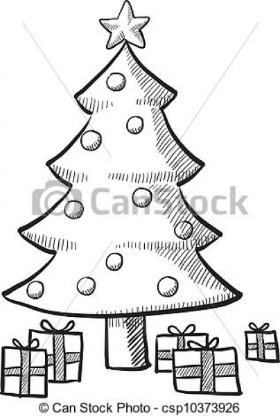 Christmas Tree With Presents Drawing
