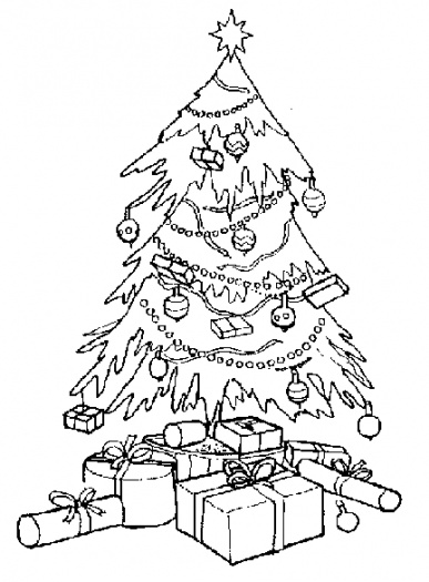 387x525 Christmas Tree With Presents Coloring Pages