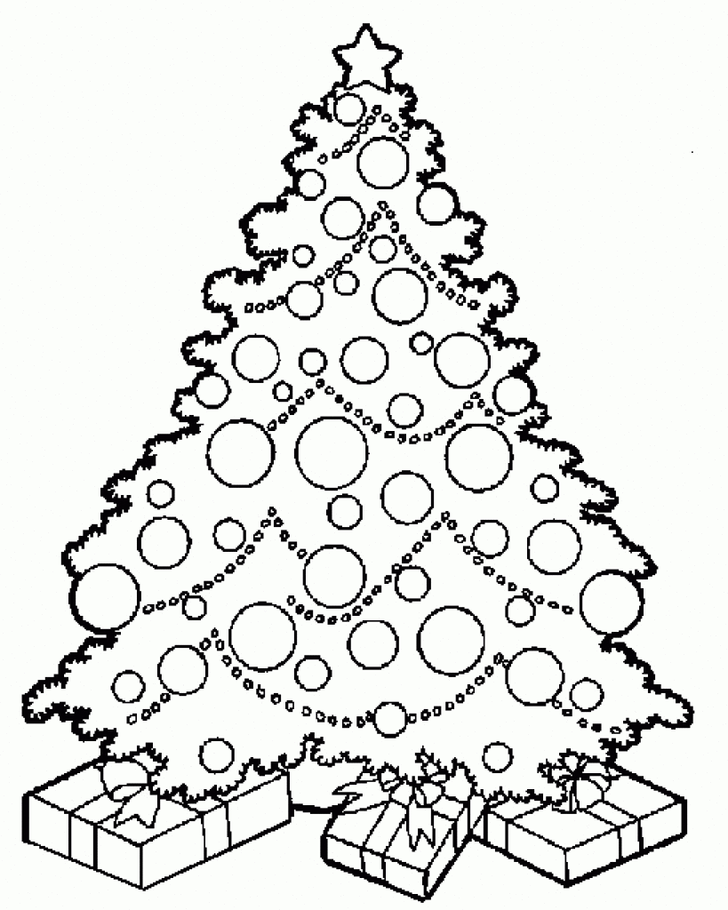 819x1024 Christmas Tree With Presents Drawing Designcorner