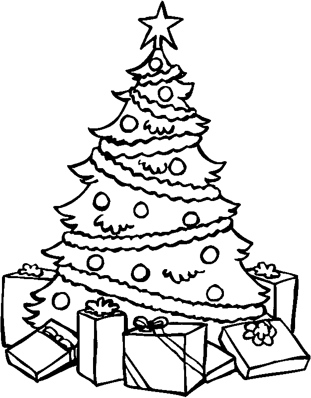 625x800 Christmas Tree With Presents Free Coloring Page Christmas