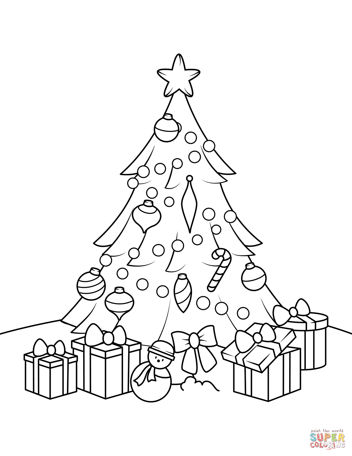 1159x1500 Christmas Tree With Presents Coloring Page Free Printable