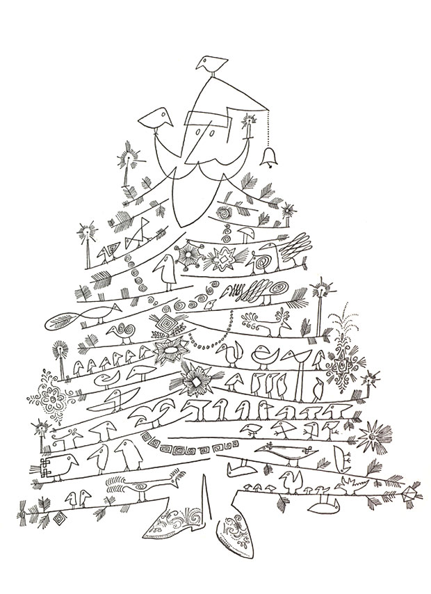 620x854 Drawn Santa Christmas Tree