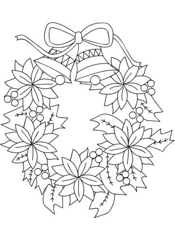 360x480 Christmas Wreath Coloring Page Free Printable Coloring Pages