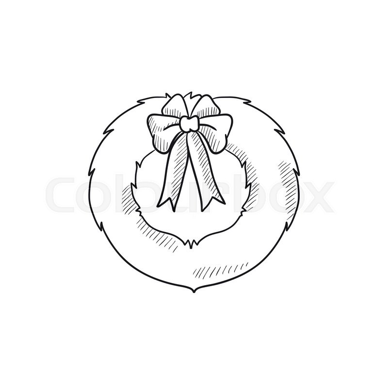800x800 Christmas Wreath Vector Sketch Icon Isolated On Background. Hand
