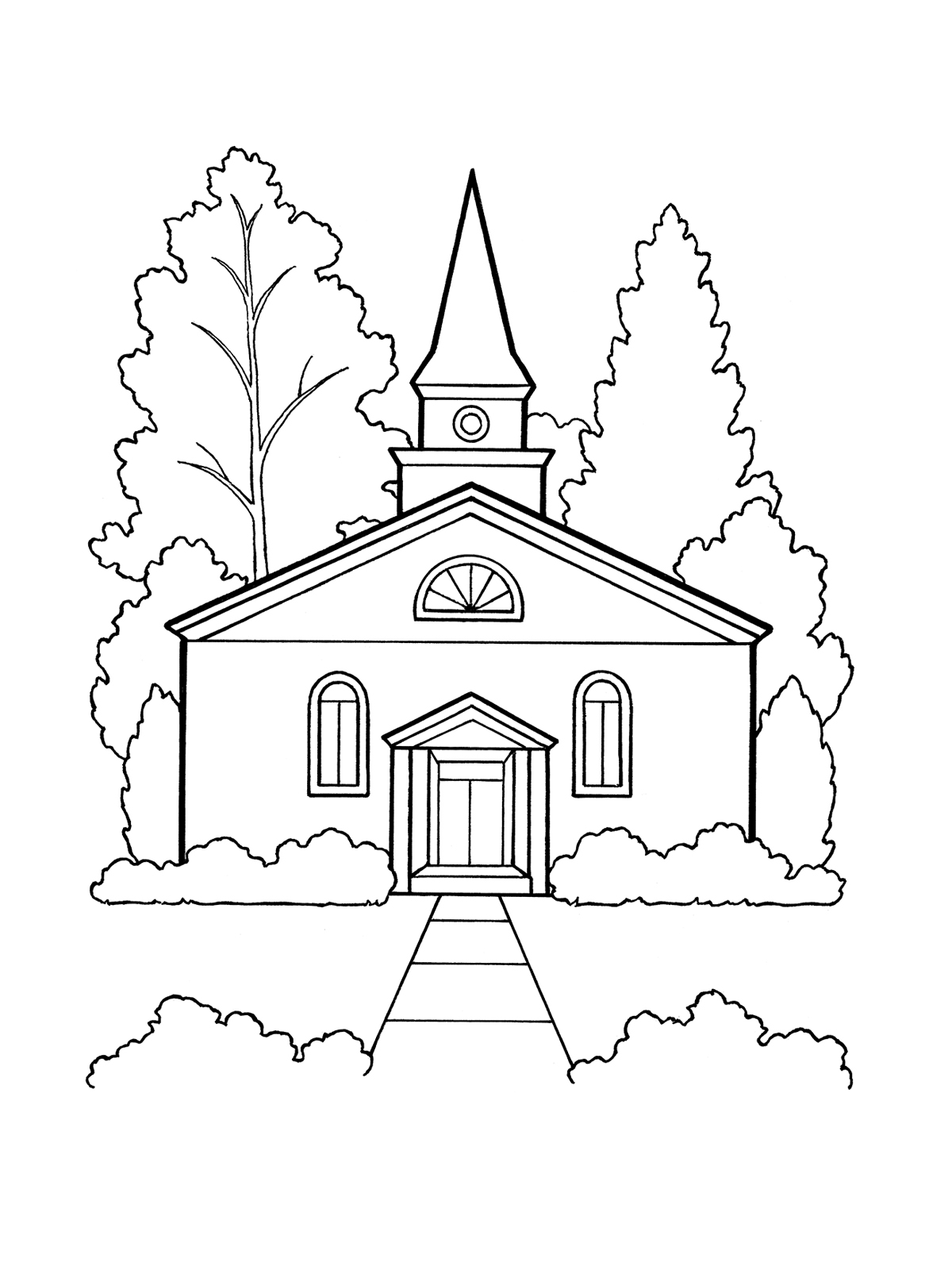 Simple Church Drawing Sketch Coloring Page | Sexiz Pix