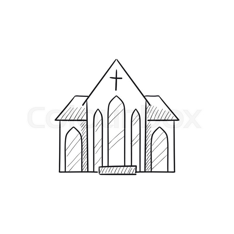 800x800 Church Vector Sketch Icon Isolated On Background. Hand Drawn