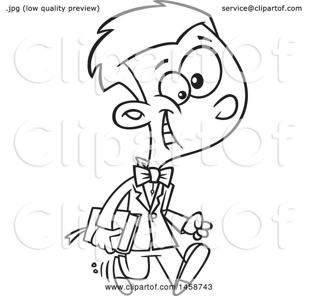 1080x1024 Clipart Of A Cartoon Outline Happy Boy Going To Church