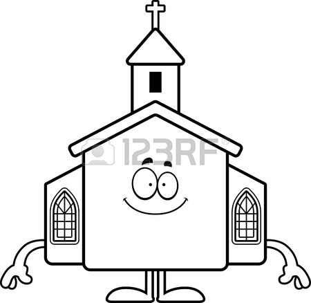 450x438 A Cartoon Illustration Of A Church With An Idea. Royalty Free