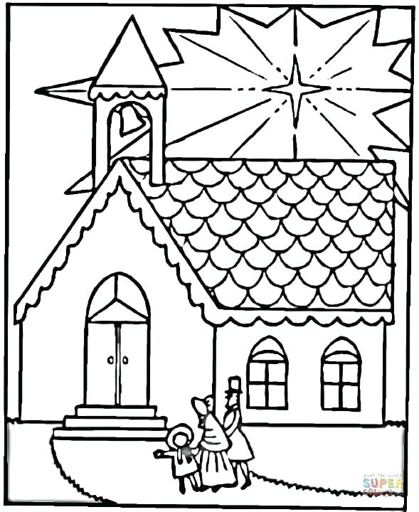 589x720 Church Coloring Pages To Print Click The Family Visits Church