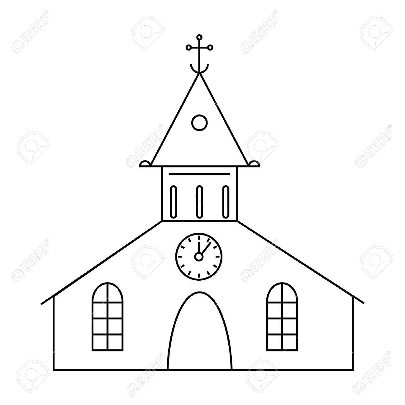 1300x1300 Catholic Church Icon In Outline Style Isolated On White Background