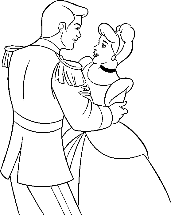 557x702 Cinderella And Prince Coloring Pages