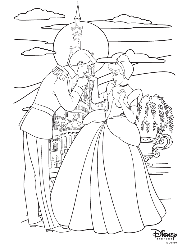 586x792 Disney Princess Cinderella And Prince Charming Coloring Page