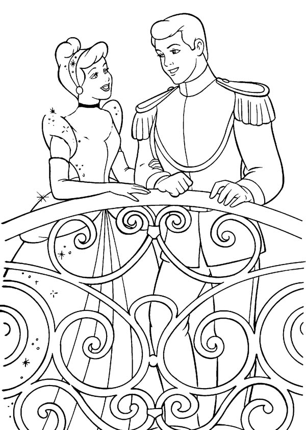 600x842 Cinderella Talking To Prince Charming In Cinderella Coloring Page