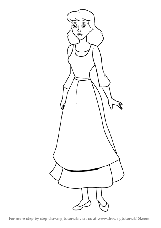 566x800 Learn How To Draw Peasant Cinderella (Cinderella) Step By Step