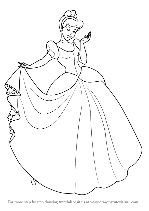 596x843 Learn How To Draw Princess Cinderella (Cinderella) Step By Step