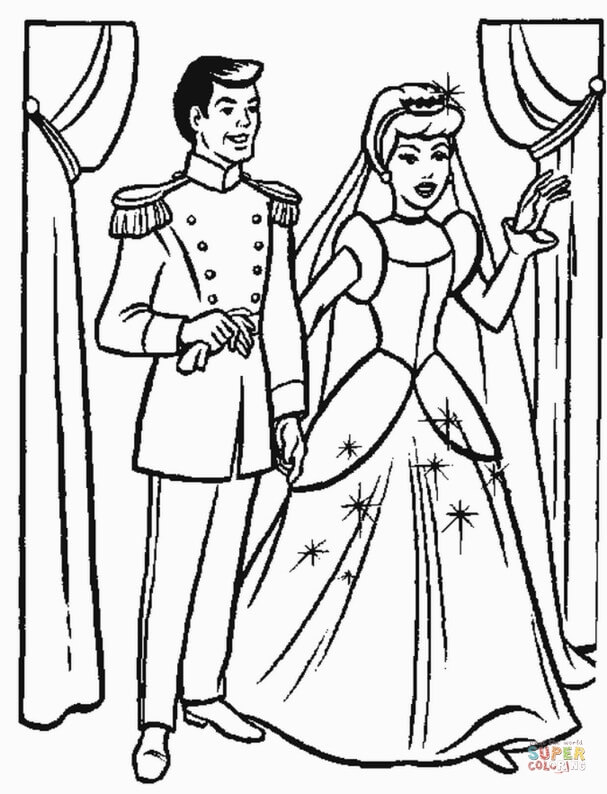 607x794 Cinderella's Cart Coach Coloring Page Free Printable Coloring Pages