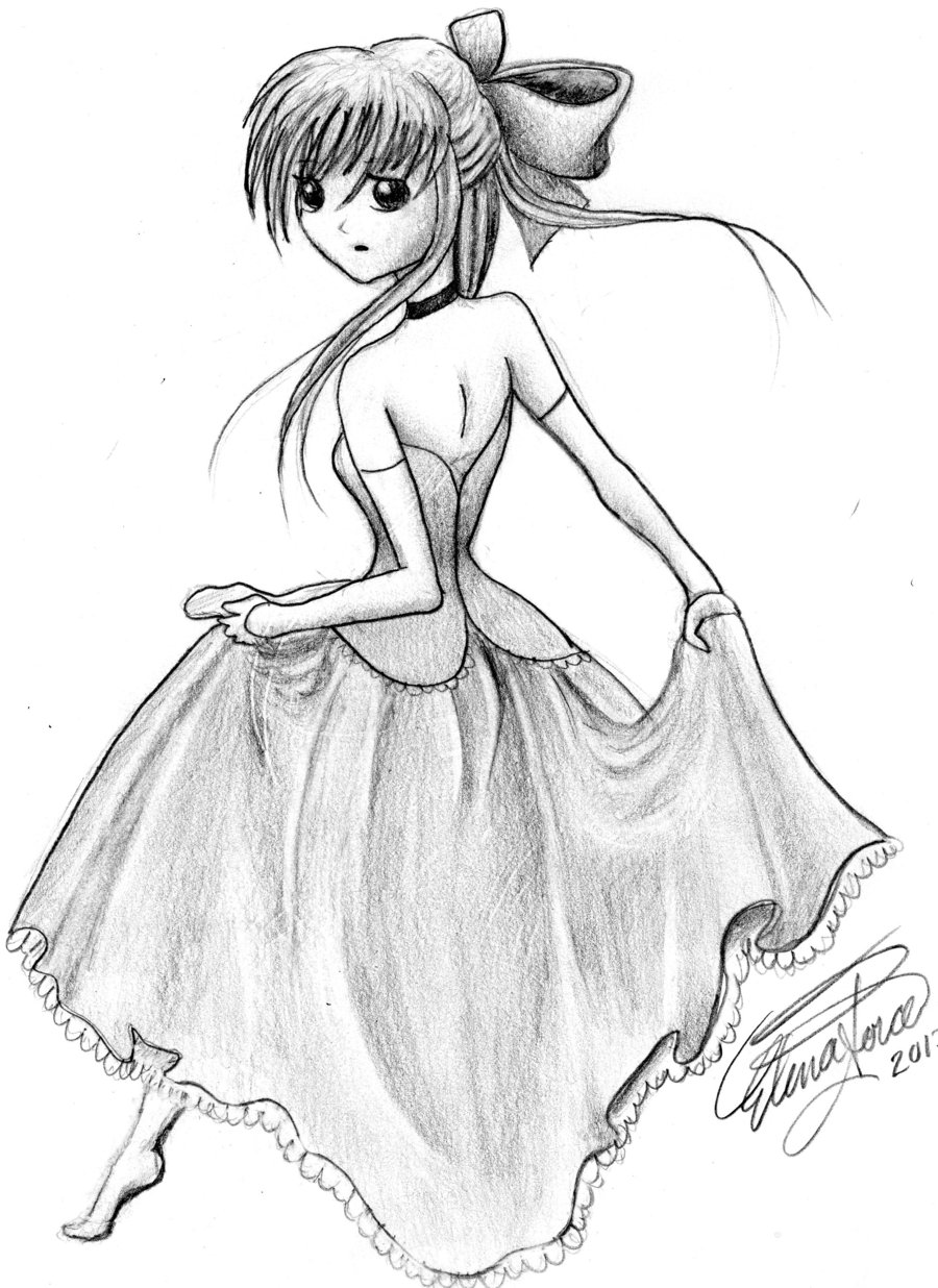 900x1236 How To Draw Chibi Cinderella Step 5. Pencil Drawings Cartoon