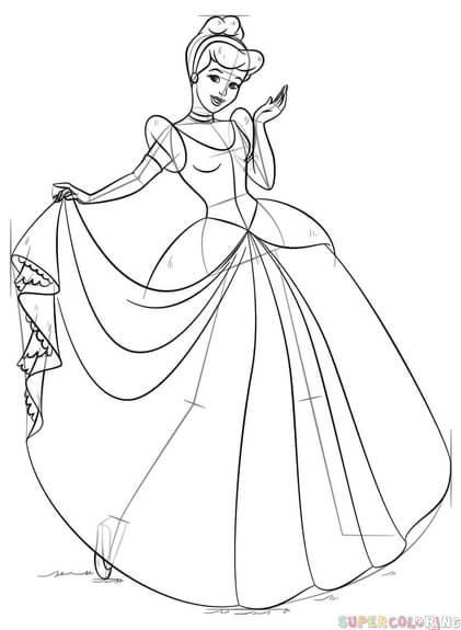 421x575 How To Draw Cinderella Step By Step Drawing Tutorials