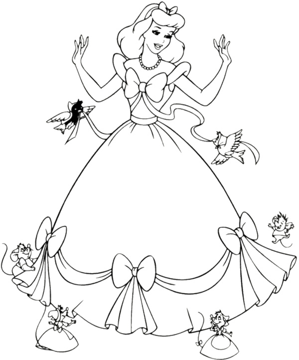 600x722 Cinderella Dress Coloring Page