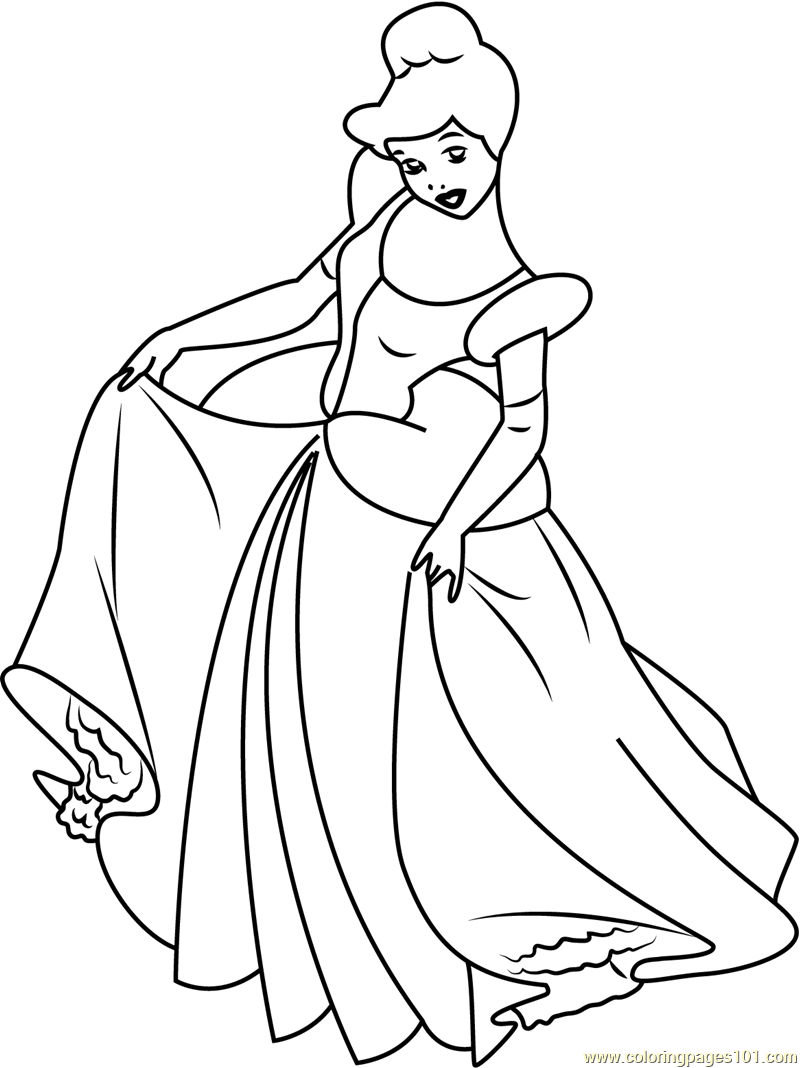 800x1068 Cinderella See Her Dress Coloring Page