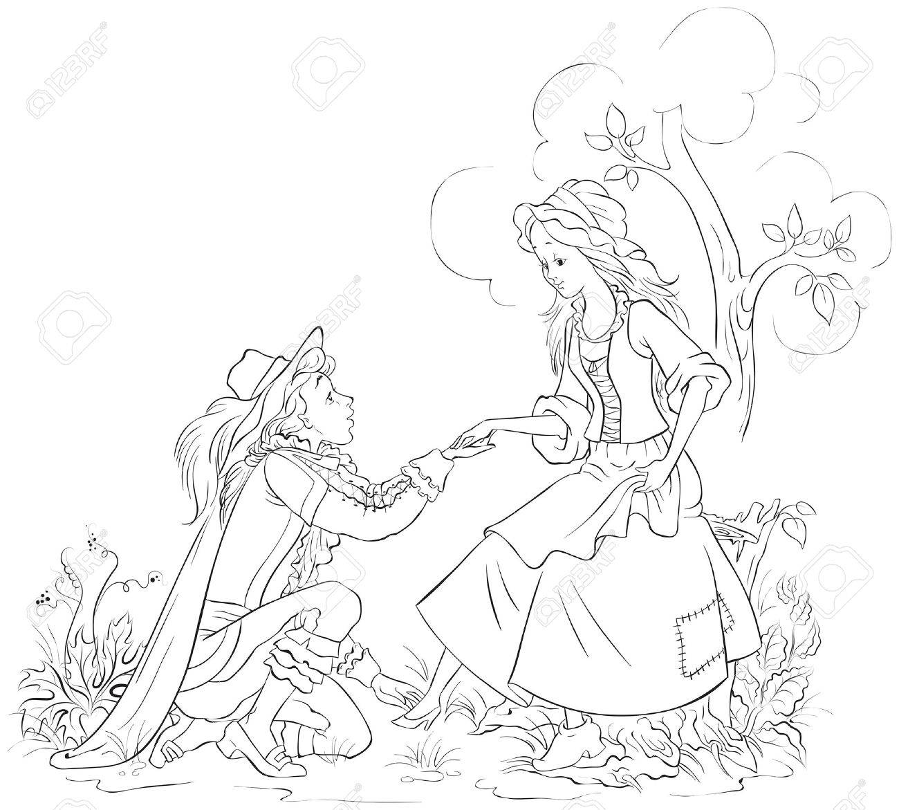 1300x1171 Prince Putting The Glass Slipper On Cinderella Royalty Free