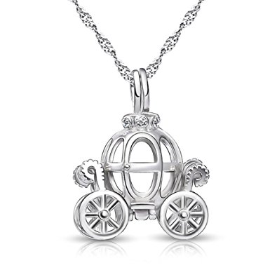 395x395 925 Sterling Silver Pumpkin Carriage Pendant Necklace