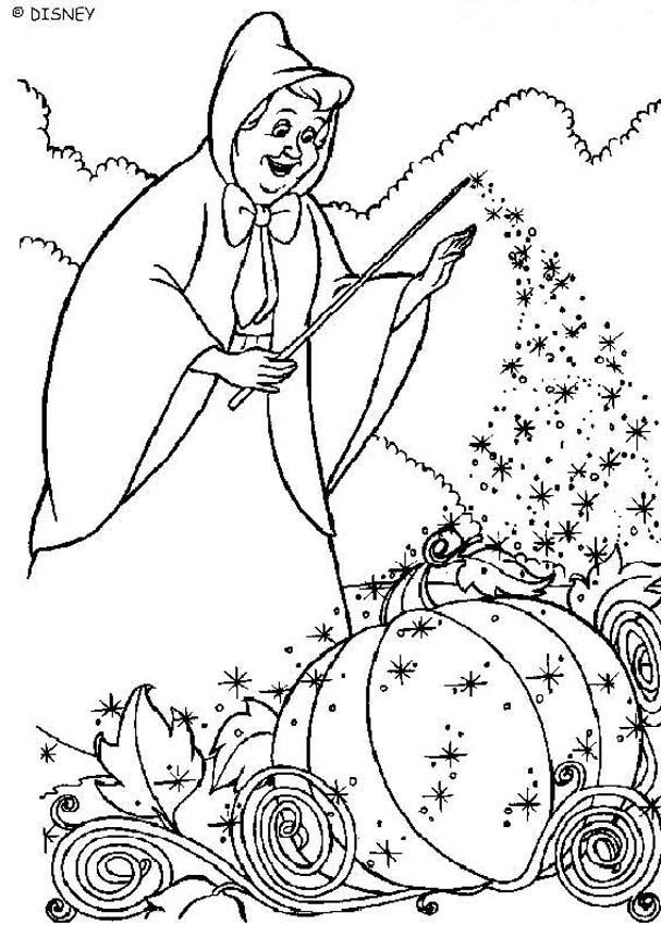 607x850 Fairy Godmother And The Pumpkin Coloring Pages