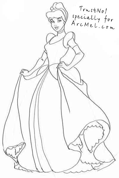 400x600 How To Draw Cinderella Step By Step