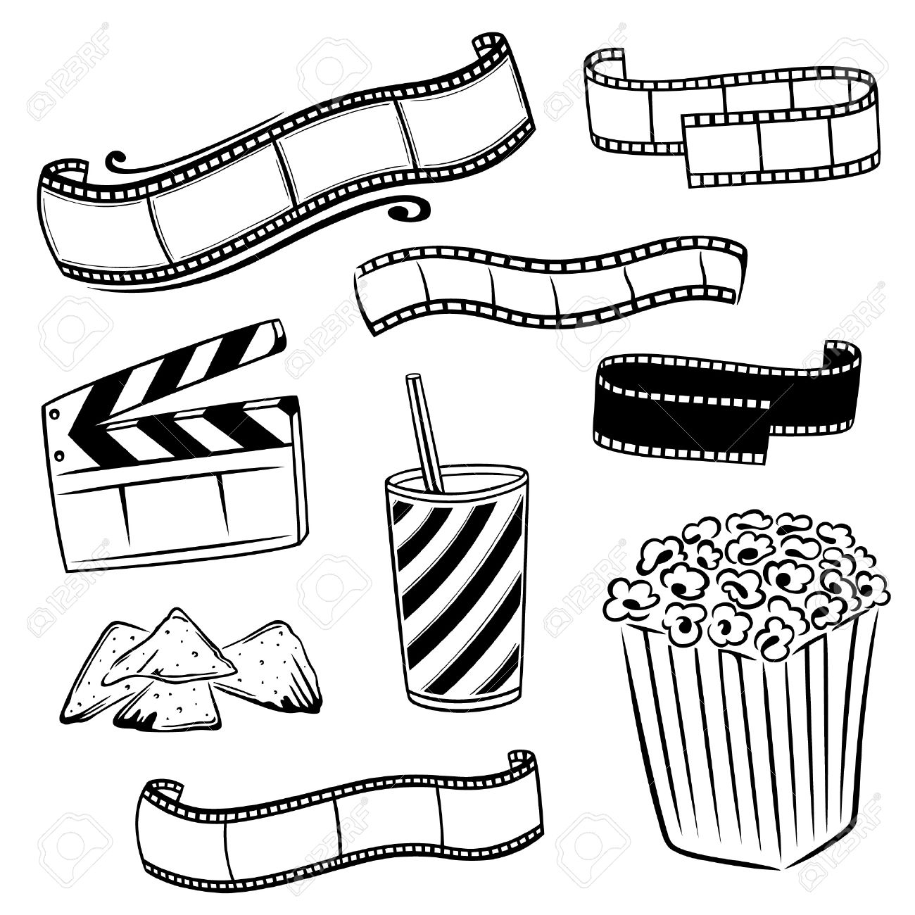 1300x1300 Cinema, Movie, Tv, Film Vector Set Royalty Free Cliparts, Vectors