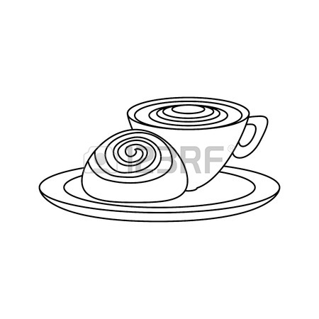 450x450 Coffee Drink With Cinnamon Roll Icon Over White Background Vector