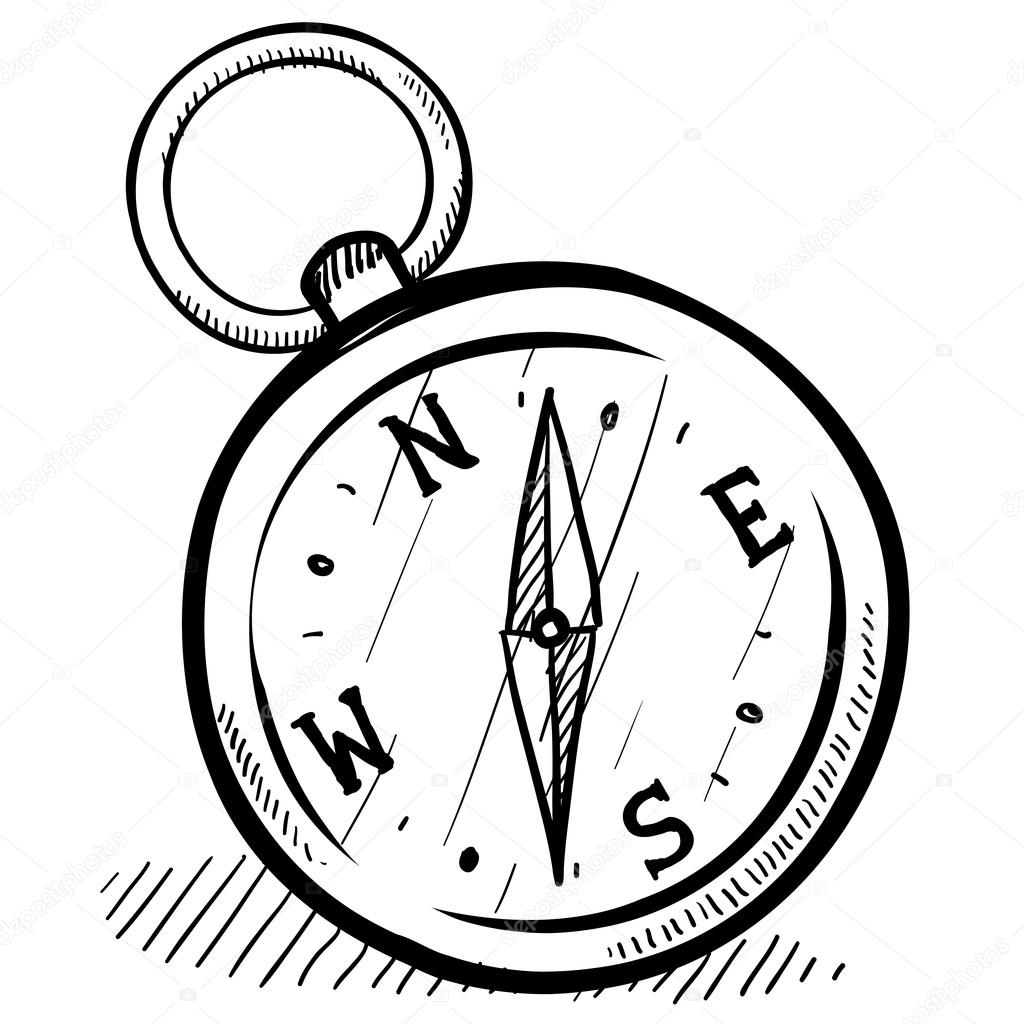 1024x1024 Magnetic Compass Sketch Stock Vector Lhfgraphics