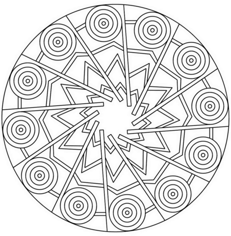 471x480 Mandala With Stars And Circles Coloring Page Free Printable