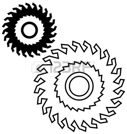 428x450 White Silhouettes Of Different Circular Saw Blades, Vector Royalty